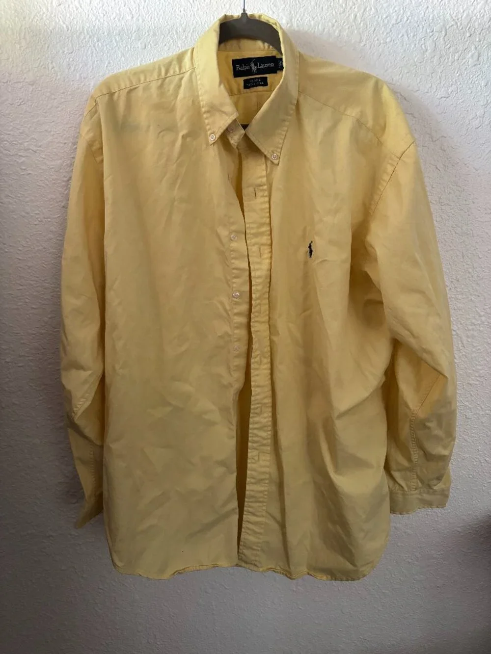 Ralph Lauren Classic Fit Mens L Butter Yellow Woven Cotton Button-Down